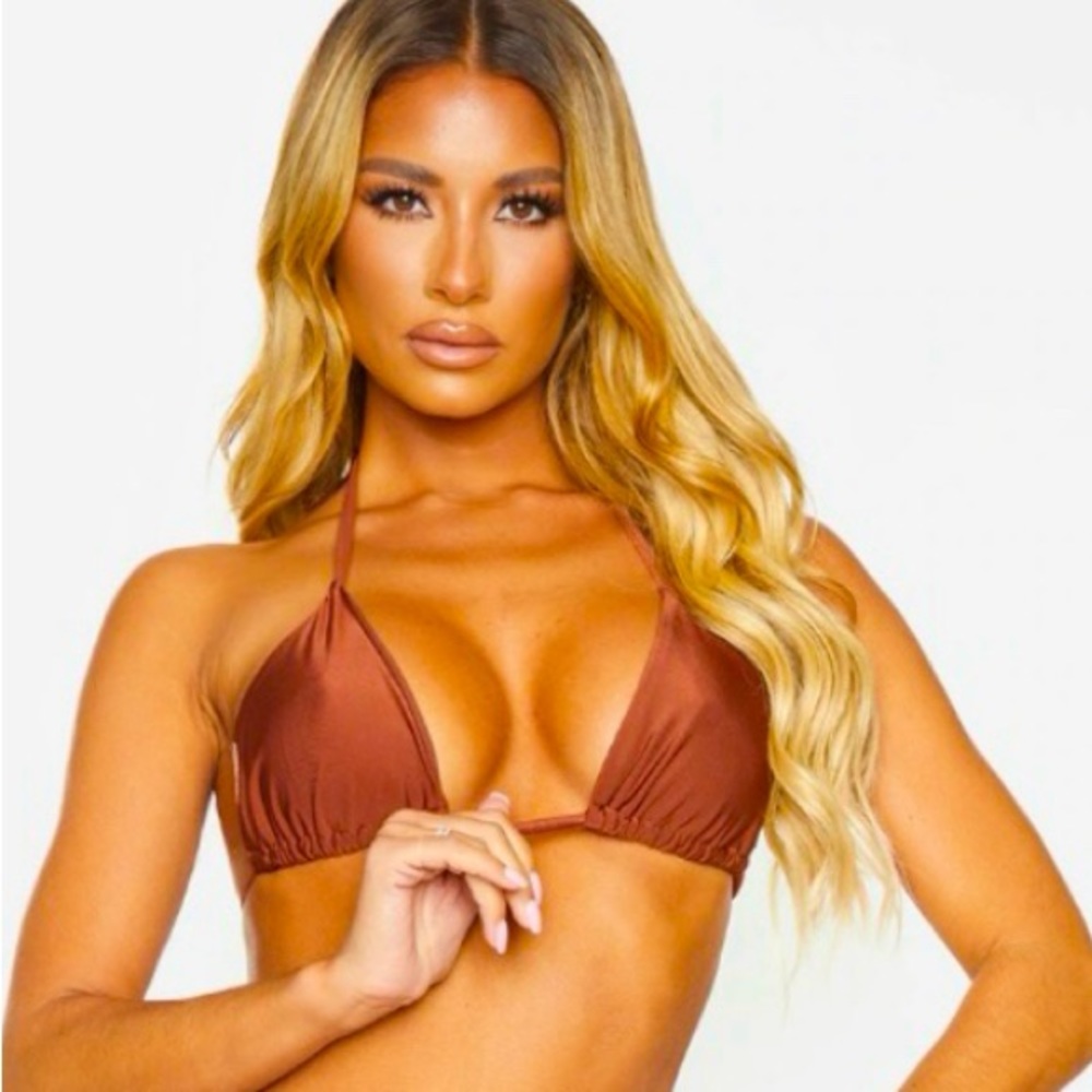 Brown 2Pc High Waist Bottom Triangle Top Bikini NEW Size 14